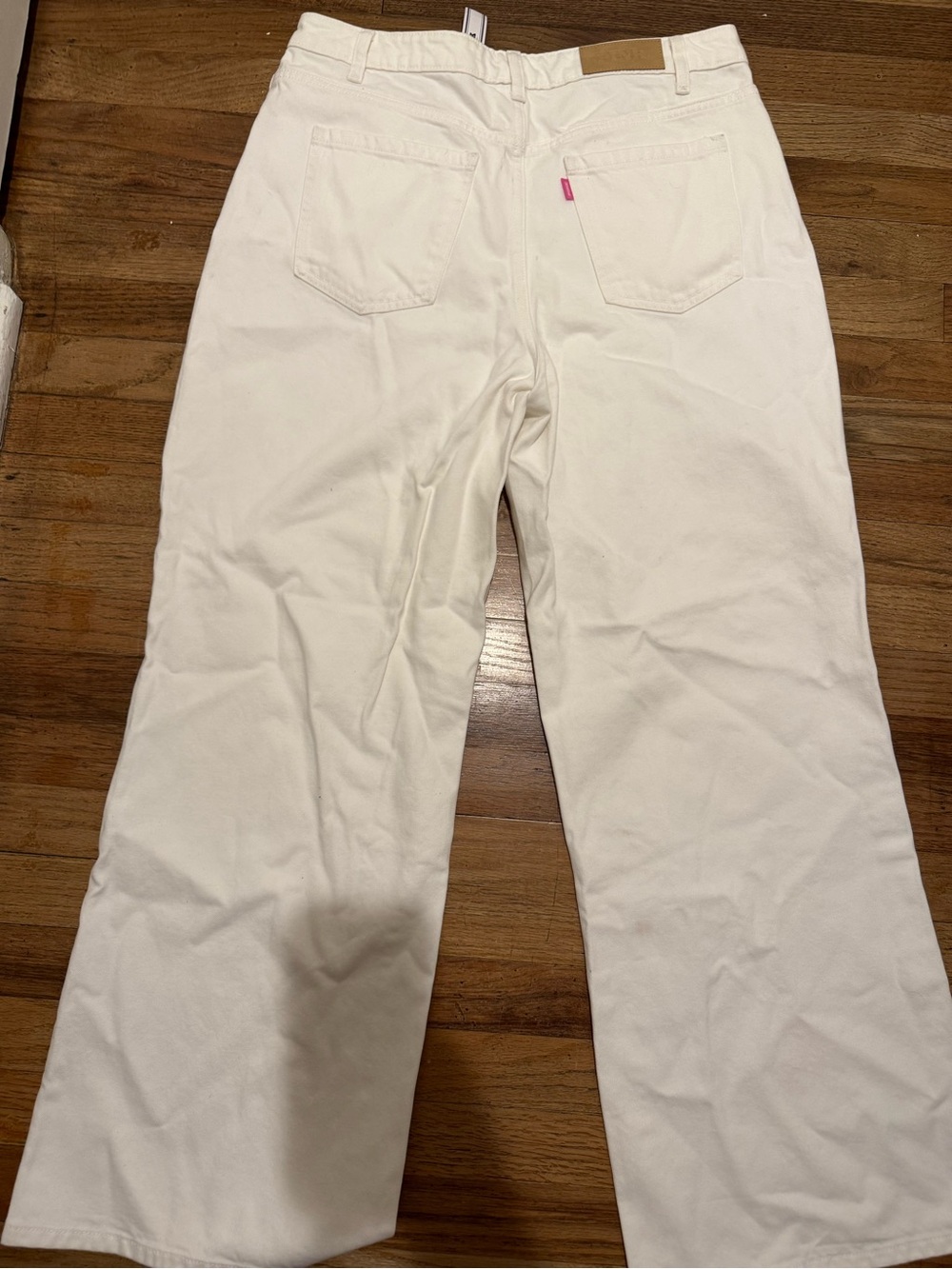 Pink brand Cream Straight-Leg Jeans with Back Pockets